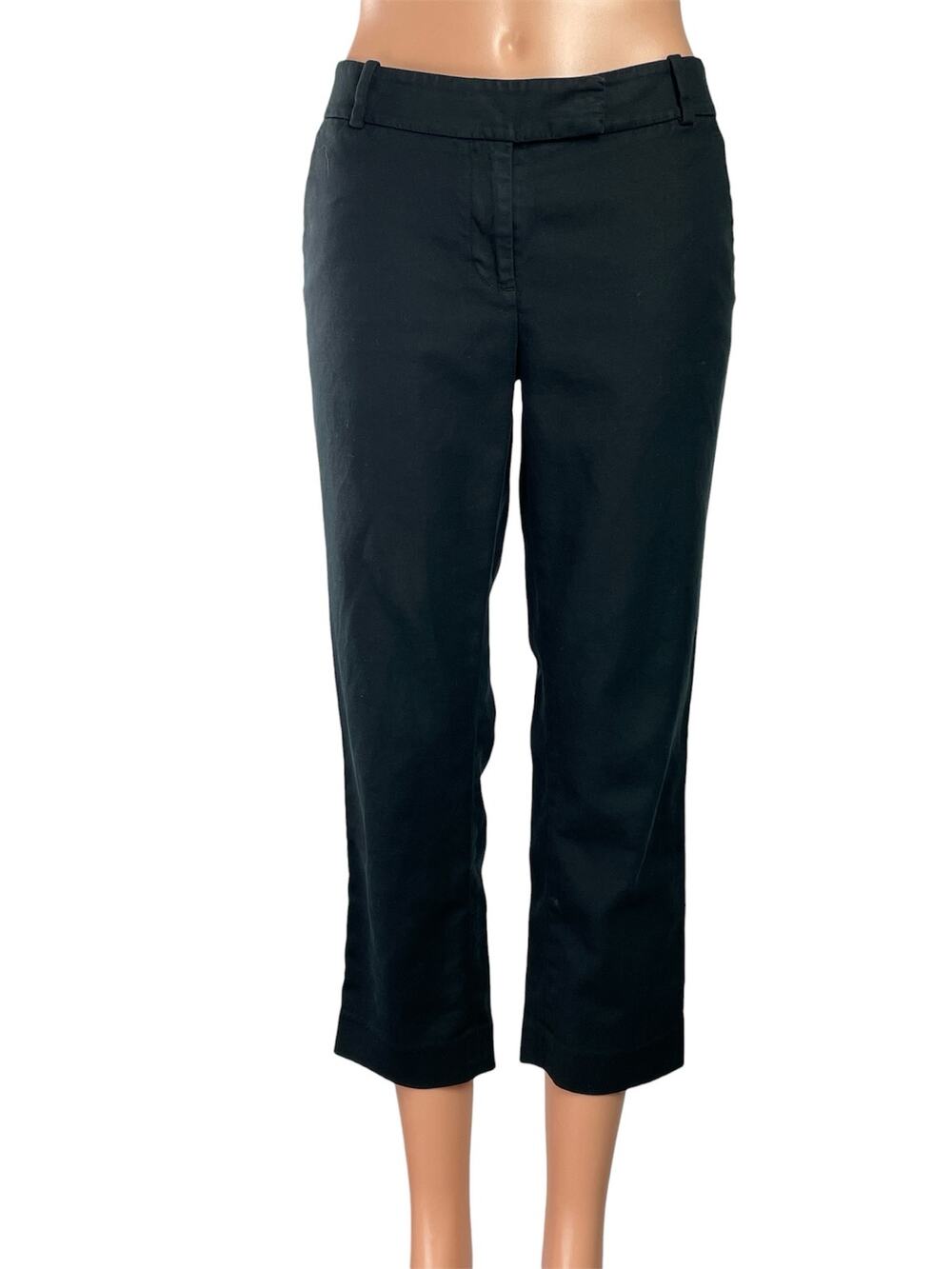 Ann Taylor Women's Black Mid Rise Straight Leg Cropped Trousers Pants Size 6